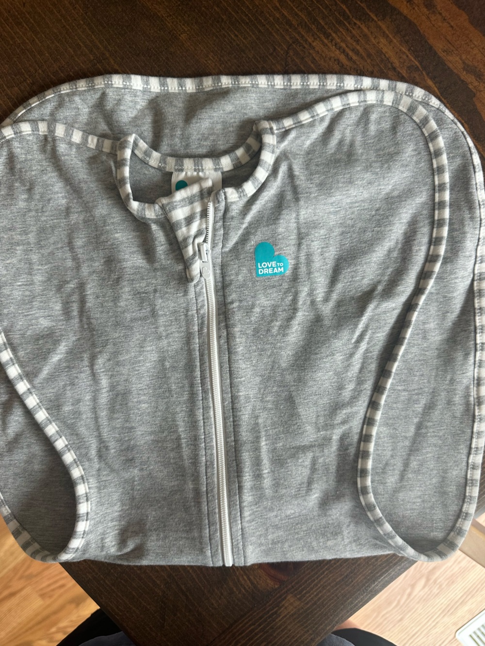 Love to Dream Gray Sleep Sack with Teal Logo